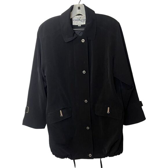 Vtg Y2K Forecaster of Boston Black Chore Utility All Weather Coat Sz XS - Picture 1 of 7